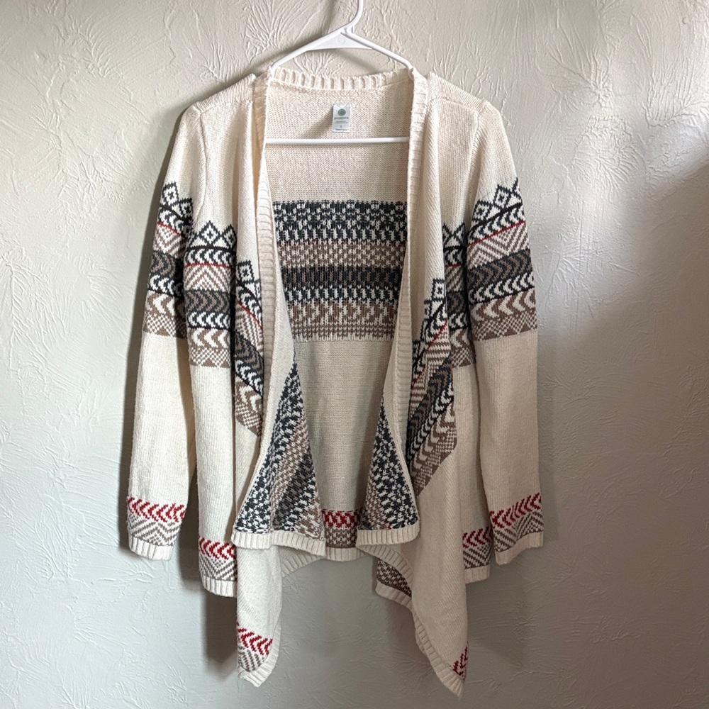 Aventura Cream, Navy, and Red Patterned Cardigan